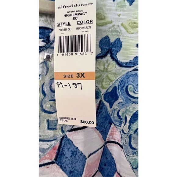 ALFRED DUNNER WOMENS BLUE GREEN CREW NECK BLOUSE SIZE 3XL P1-187 - Picture 5 of 9